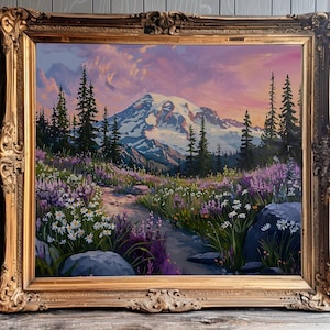 Mt Rainier Printable Mount Rainier Wall Art Spring Wall Decor Mount Rainier National Park Poster Washington State Print Gift for Traveler