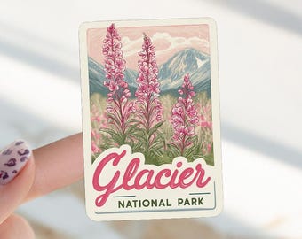 Glacier National Park Sticker Montana Sticker Pink Fireweed Sticker