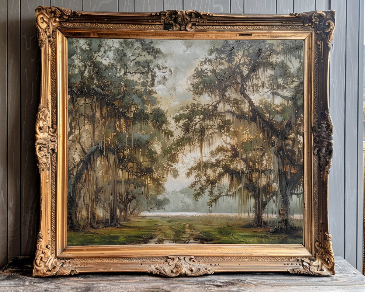 Live Oaks Painting Print Charleston Wall Art Savannah Georgia Printable Avenue of Oaks Print Southern Wall Art Cottagecore Live Oak Wall Art