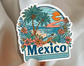 Pegatina de México, Pegatina de Cancún, Pegatinas de viaje, Regalo para viajeros, Regalo para vacaciones en la playa, Pegatina de iguana, Regalo para viajeros