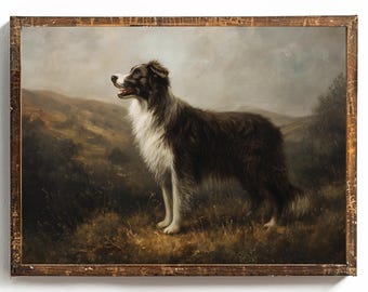 Border Collie Wall Art Gift for Dog Dad Gift for Dog Mom Border Collie Owner Gift Custom Pet Art Vintage Herding Dog Art Gift for Farmer