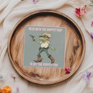 Funny Sticker for Girl Western Sticker Rodeo Sticker Frog Sticker Funny Frog Art Cowboy Sticker for Cowgirl Sticker Gift for Cowgirl Gift image 2