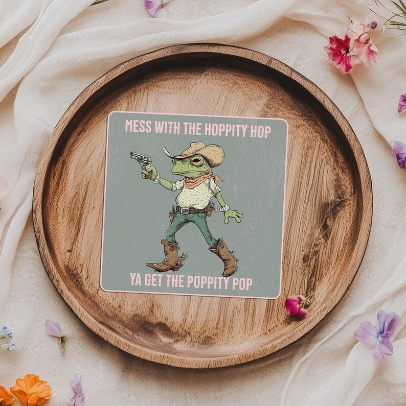 Funny Sticker for Girl Western Sticker Rodeo Sticker Frog Sticker Funny Frog Art Cowboy Sticker for Cowgirl Sticker Gift for Cowgirl Gift image 2