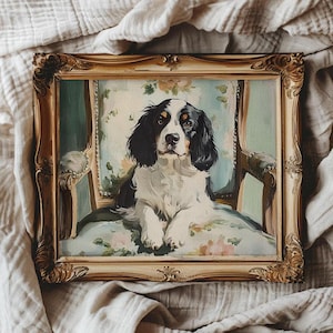 Spaniel Wall Art Cocker Spaniel Printable Springer Spaniel Art Print Vintage Dog Painting Custom Pet Art Gift for Dog Mom Gift for Spaniel