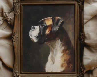 Boxer Dog Print: Elegant Cottagecore Wall Art