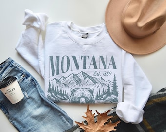 Montana Sweatshirt for Montana Grizzly Bear Shirt Gift for Fisherman Gift Montana Vacation Gift USA Road trip Gift