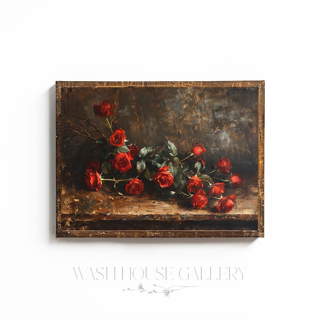 Dark Red Rose Wall Art Moody Wall Decor Vintage Valentines Day ...