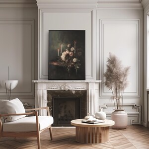 Arte floral oscuro para pared, arte floral melancólico para decoración de pared de baño, arte académico oscuro para decoración de rincones de lectura, arte floral victoriano imprimible imagen 6