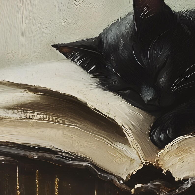 Black Cat Printable Dark Academia Wall Art for Reading Nook Decor ...