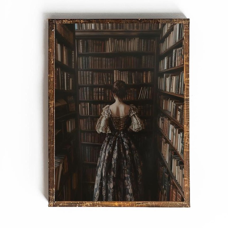 Vintage Book Art Dark Academia Wall Art for Reading Nook Decor for Dorm Room Art Print Vintage Art Printable Beauty and the Beast Decor Art image 1