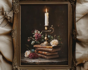 DARK ACADEMIA Print Book Lover Decor Gift for Reader Vintage Library Art Library Wall Art Dark Cottagecore Victorian Wall Art Romantic Decor