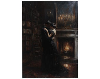 DARK ACADEMIA Print Book Lover Decor Gift for Reader Vintage Library Art Library Wall Art Dark Cottagecore Victorian Wall Art Romantic Decor