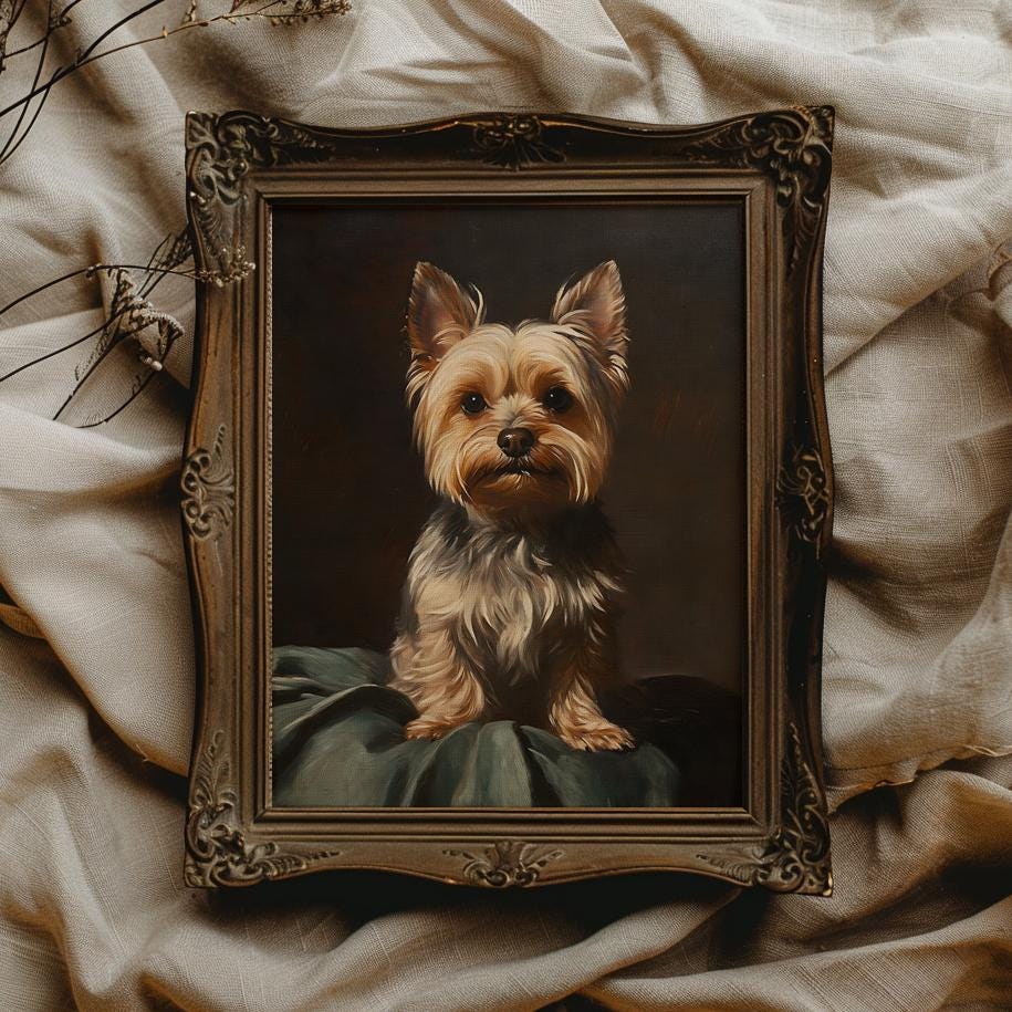 Yorkie Printable Yorkshire Terrier Wall Art Vintage Dog Print Gift