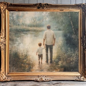 Father and Son Printable Fatherhood Painting for Fathers Day Gift for Dad Gift for New Dad Wall Art for Boy Bedroom Decor for Nursery Decor