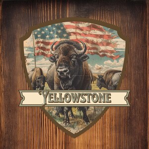 Yellowstone National Park Sticker Yellowstone Sticker Wyoming Sticker Waterproof National Park Stickers Montana Sticker Idaho USA Flag Art