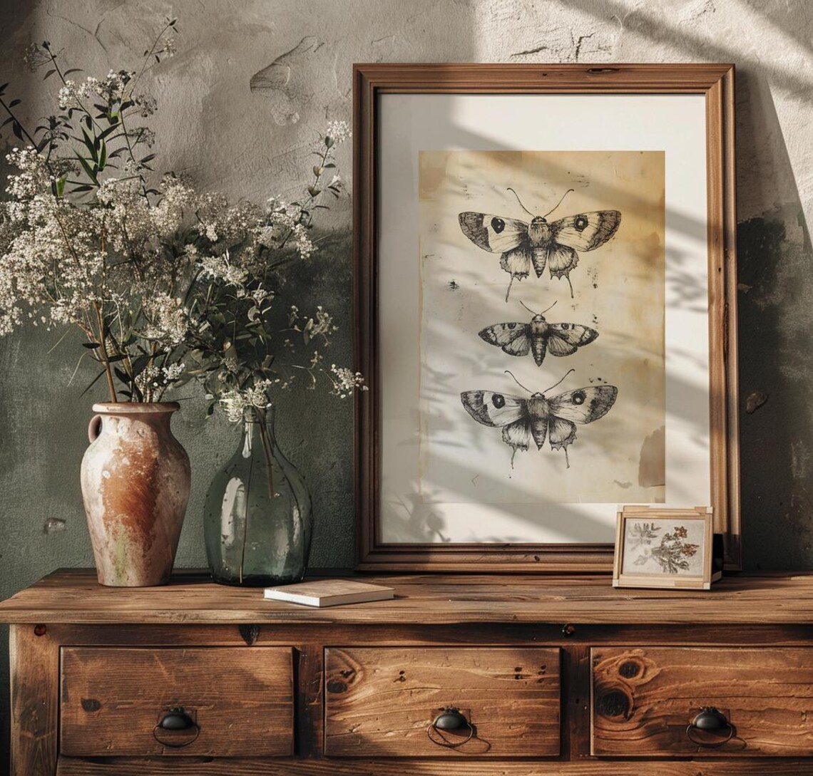Vintage Moth Printable Butterfly Print Dark Academia Decor Cottagecore ...
