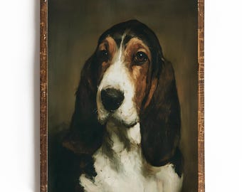 Vintage Basset Hound-afdruk: muurkunst jachthond (digitale download