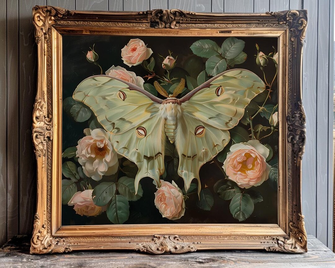 Luna Moth Printable Dark Academia Wall Art Vintage Moth Print Dark ...