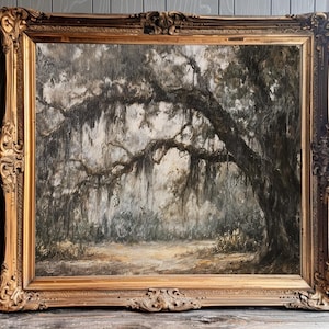 Live Oak Tree Printable Southern Living Wall Art Southern Gothic Decor Spanish Moss on Oak Tree Botanical Print Coastal Wall Art Moody Decor