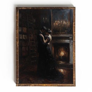 DARK ACADEMIA PAINTING Printable Book Lover Decor Gift for Reader Vintage Library Art Library Wall Art Dark Cottagecore Victorian Wall Art