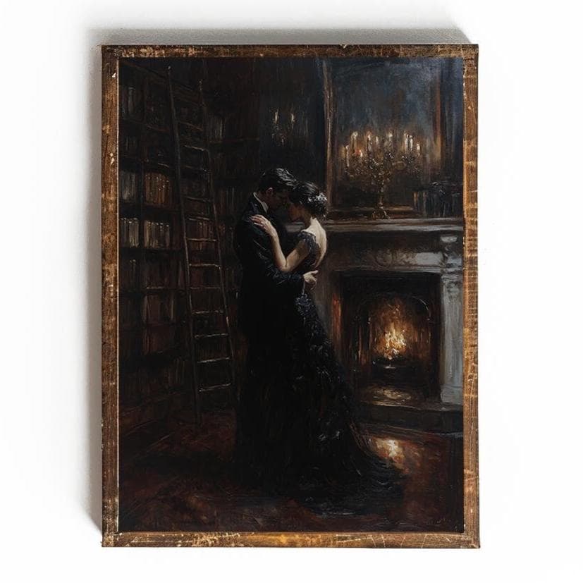 DARK ACADEMIA PINTURA Imprimível Decoração para Amantes de Livros Presente para Leitores Arte de Biblioteca Vintage Arte de Parede de Biblioteca Dark Cottagecore Arte de Parede Vitoriana