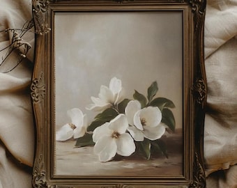 Vintage Magnolia Flower Print, Cottagecore Southern Home Decor