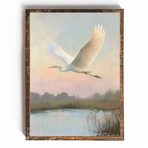 Crane Print Crane Bird Art Coastal Wall Art Cottagecore Decor Vintage Art Printable Bird Wall Art Gift for Bird Watcher Gift for Bird Lover
