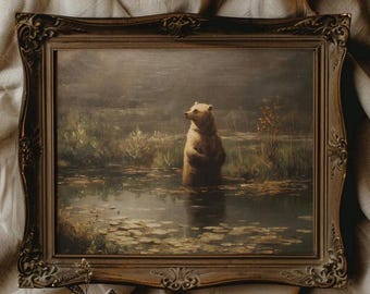 Grizzly Bear Giclee Print: Rustic Cabin, Nursery Wall Art