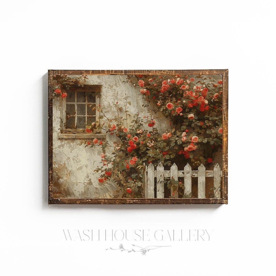 Cottage Rose Garden Print English Cottage Decor French Country Wall Art ...