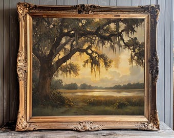 Live Oak Printable Southern Living Wall Art Coastal Decor Savannah Georgia Print Charleston Printable Southern Art Spanish Moss Art
