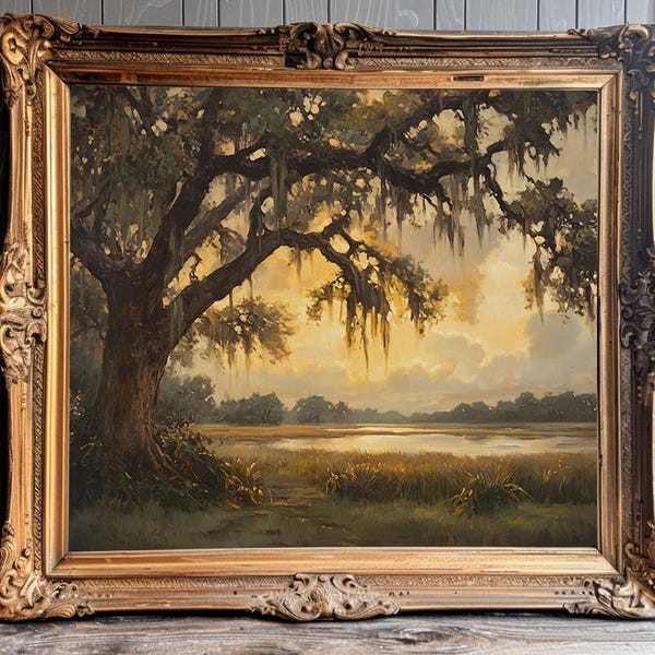 Live Oak Printable Southern Living Wall Art Coastal Decor Savannah Georgia Print Charleston Printable Southern Art Spanish Moss Art