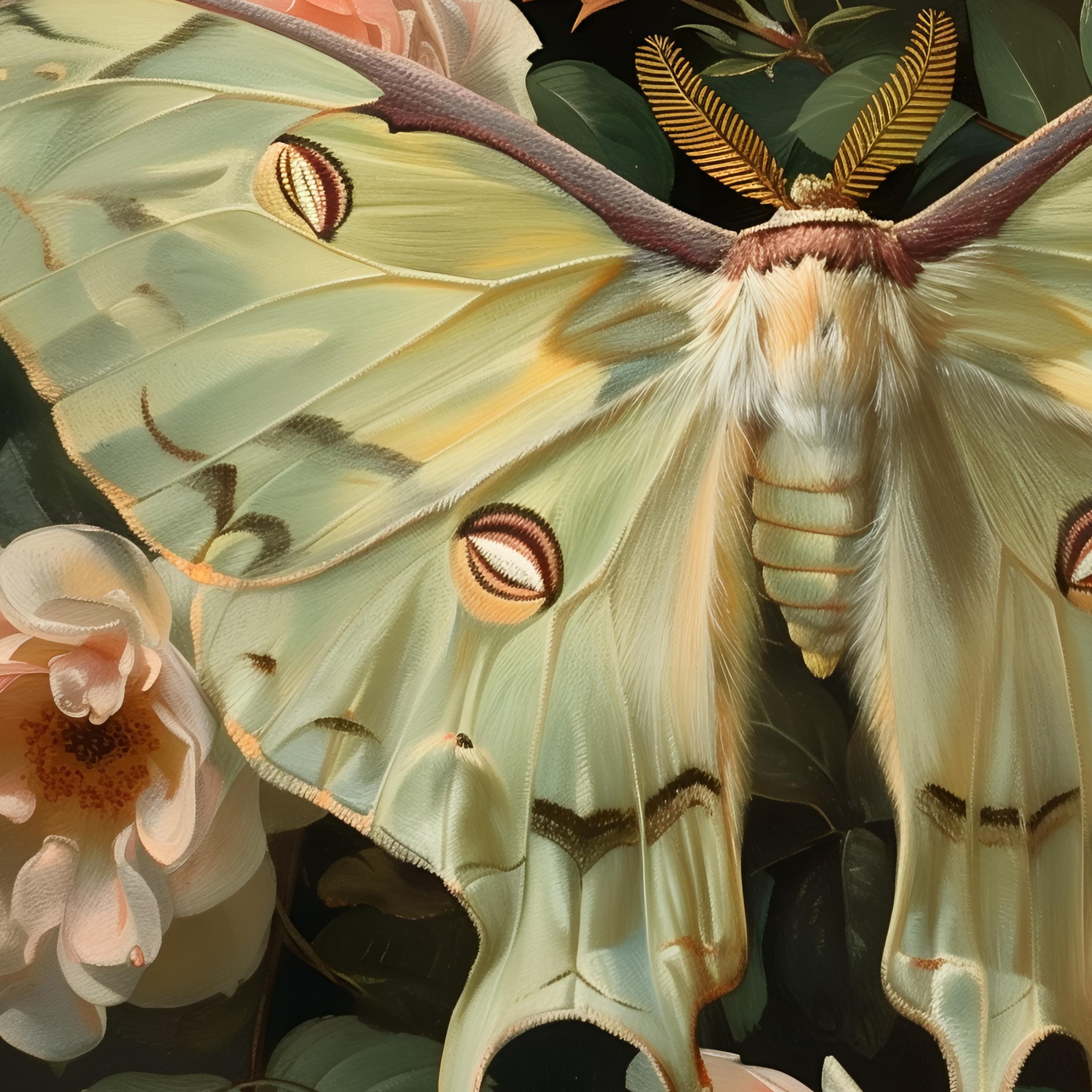 Luna Moth Printable Dark Academia Wall Art Vintage Moth Print Dark ...