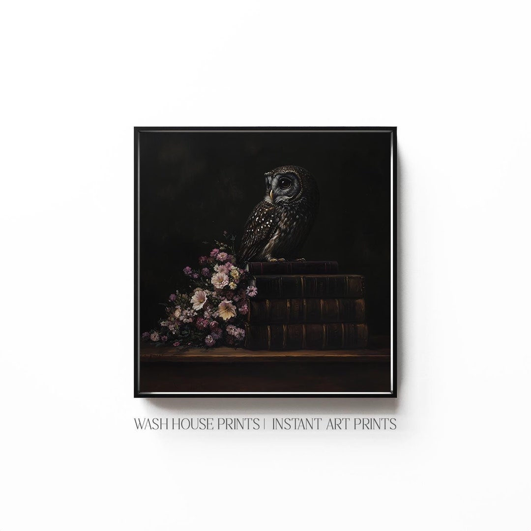 Dark Owl Printable Owl Wall Art Dark Academia Owl Print Vintage Owl ...