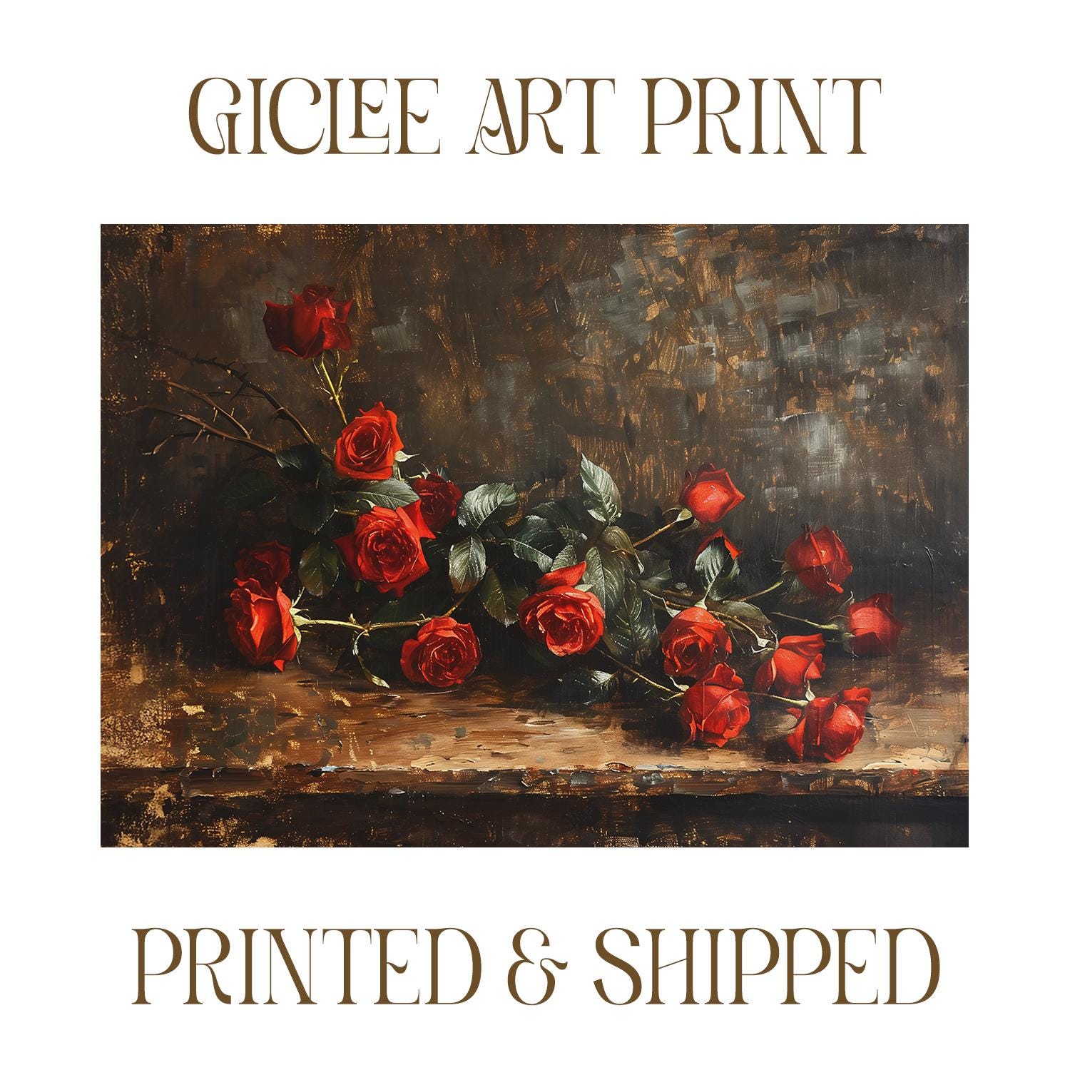 Dark Red Rose Wall Art Moody Wall Decor Vintage Valentines Day ...