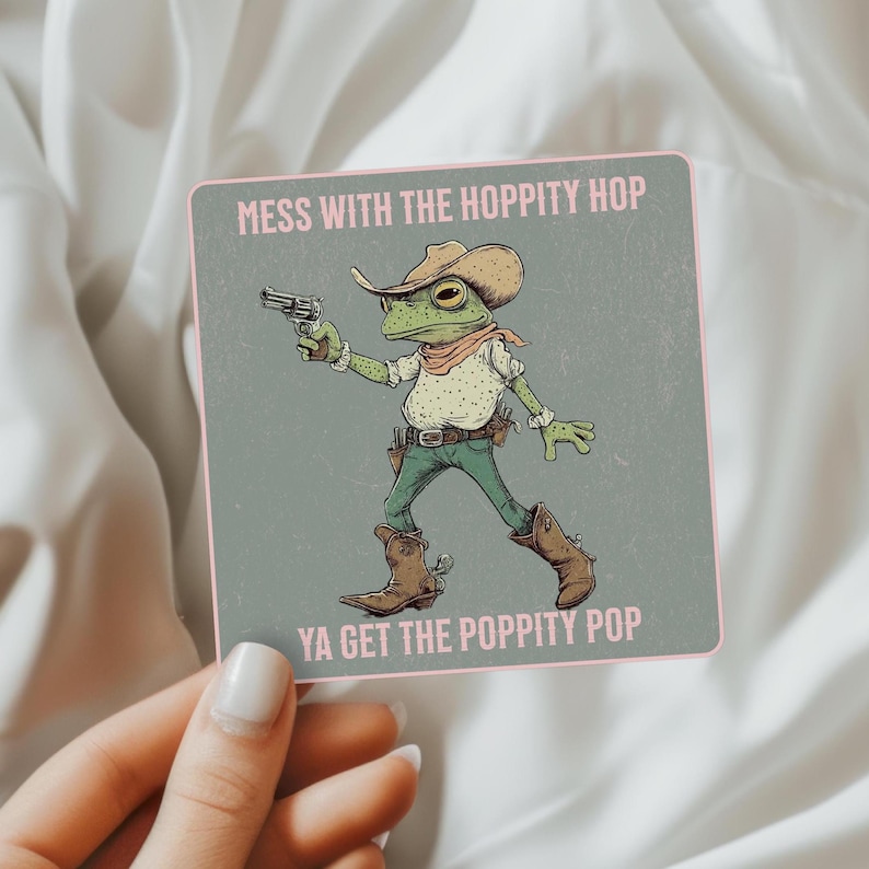 Funny Sticker for Girl Western Sticker Rodeo Sticker Frog Sticker Funny Frog Art Cowboy Sticker for Cowgirl Sticker Gift for Cowgirl Gift image 1