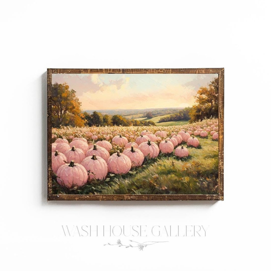 PINK FALL WALL Art Pink Halloween Printable Wall Art Cottagecore Fall ...