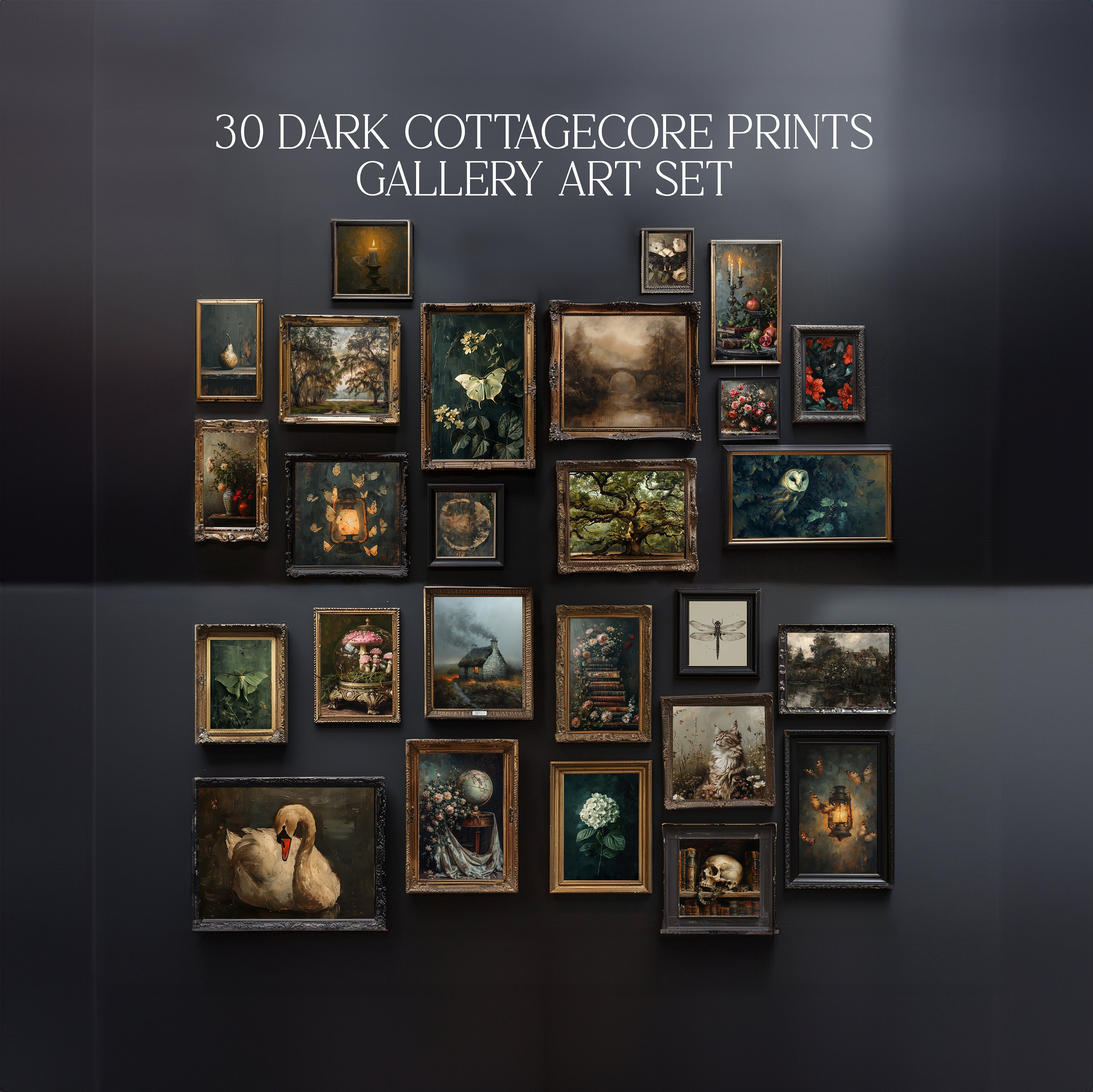 Dark Cottagecore Wall Art Print Set Gallery Wall Set Vintage Oil ...