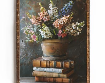 Dark Academia Spring Wall Art Cottagecore Spring Art Vintage Book Wall Art for Reading Nook Decor Dark Academia Gift for Book Lover Gift