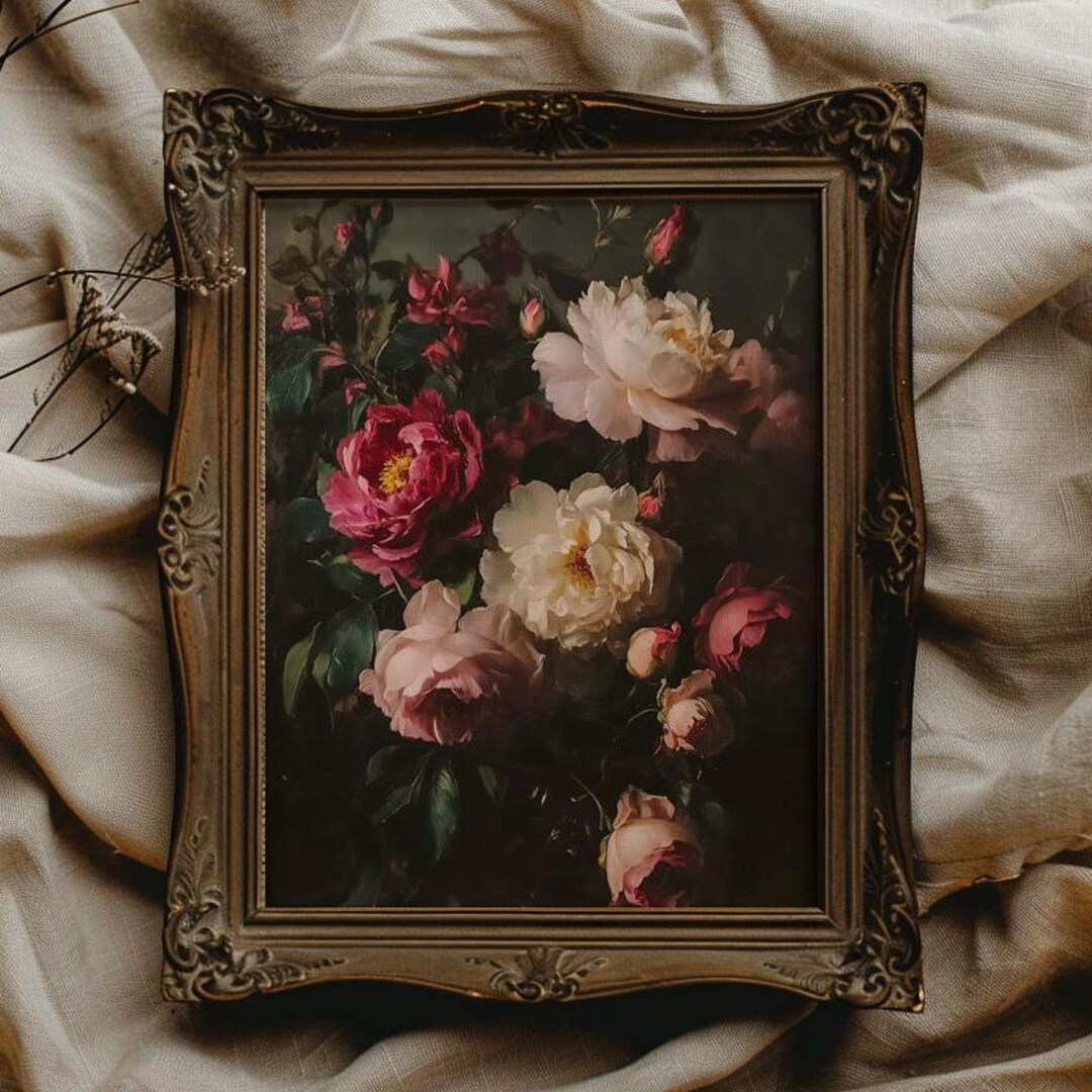 Dark Floral Wall Art Dark Academia Art Printable Moody Wall Art Floral ...