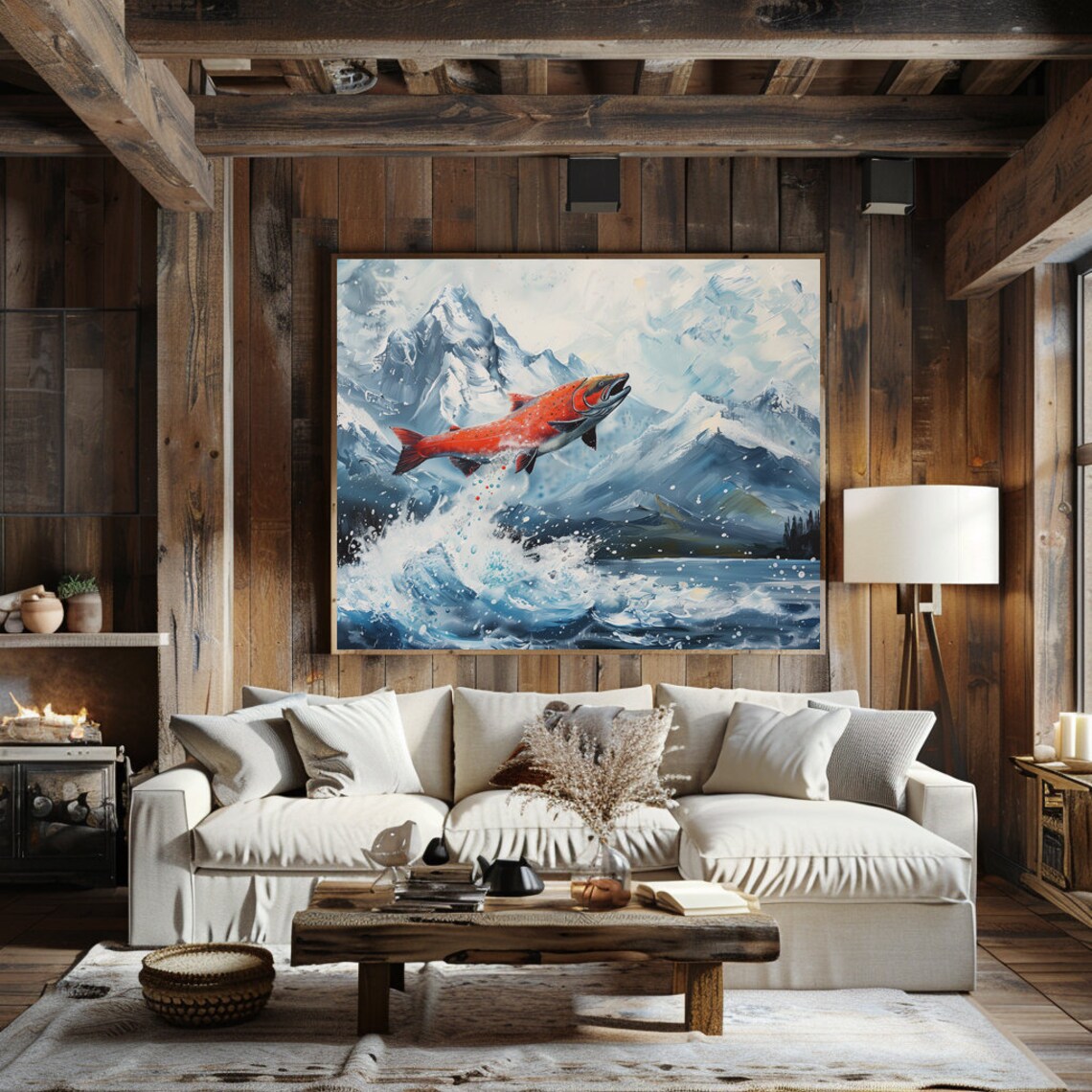Sockeye Salmon Print Red Salmon Printable Art for Cabin Alaska Fishing ...