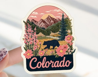 Colorado Sticker USA Sticker Travel Stickers Gift for Traveler Gift Black Bear Sticker USA Travel Sticker Colorado Art Western USA