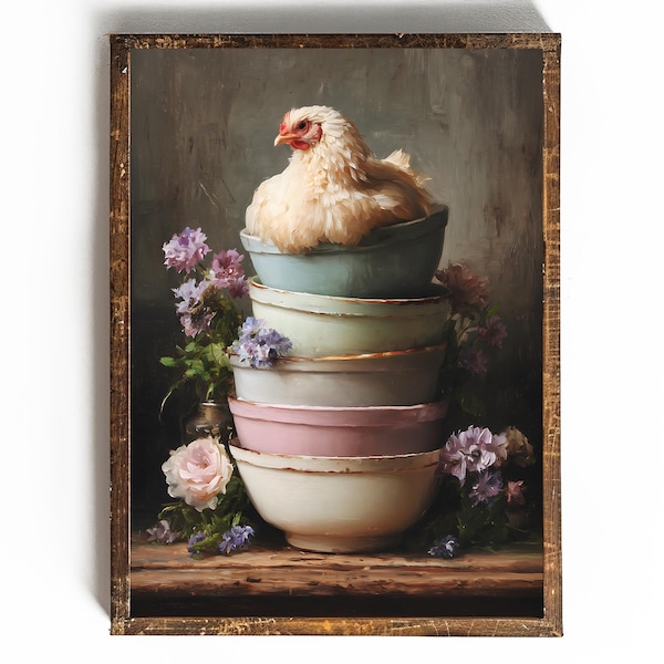 Farmhouse Kitchen Hen Print | Cottagecore Chicken Decor (Digital Download)