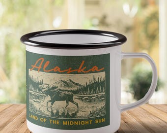 Alaska Mug Collectable Travel Mug Alaska Camping Mug Enamel Camping Mug Gift for Traveler USA Travel Gift Alaska Collectible Coffee Mug