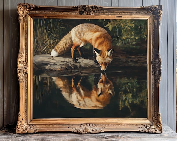 Red Fox Printable Fox Art Print Gift for Fox Lover Gift for Nature Lover Gift Printable Fox Art Vintage Fox Wall Art for Bathroom Decor
