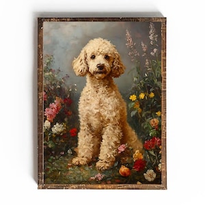 Goldendoodle Printable Poodle Art Labradoodle Wall Art Cottagecore Dog Painting Custom Pet Art Gift for Dog Mom Gift for Doodle Owner Dood