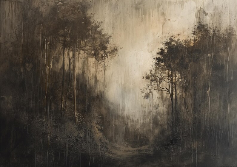 Dark oil painting printable. Vintage dark toned wall art. Vintage forest oil painting. Dark cottagecore wall art. Vintage oil painting print. Dark tone wall art. Brown tone wall art. Printable oil painting wall art. Wall art cottagecore. Spooky art