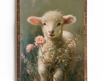 Lamb Print Cottagecore Wall Art for Nursery Decor Cottagecore Easter Decor Vintage Easter Wall Art Farmhouse Decor