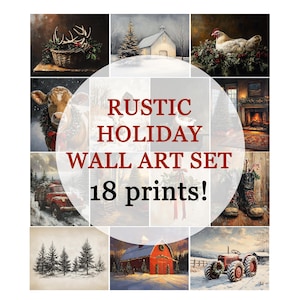 Farmhouse Christmas Wall Art Set Christmas Gallery Wall Set Farm Christmas Decor Vintage Christmas Truck Print Christmas on the Farm Prints