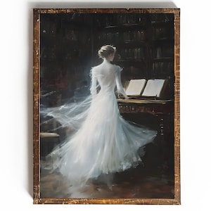 Dark Academia Art Printable Book Lover Decor Gift for Reader Vintage Library Art Library Wall Art Dark Cottagecore Victorian Ghost Wall Art
