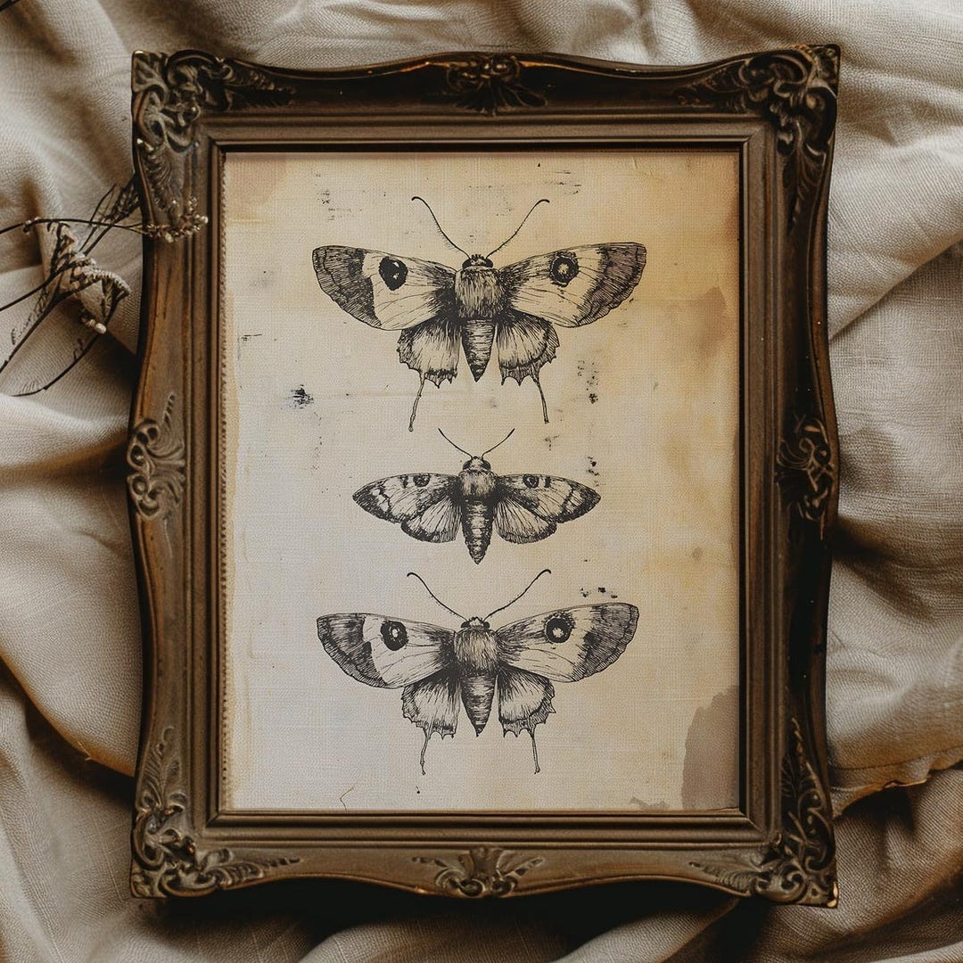 Vintage Moth Printable Butterfly Print Dark Academia Decor Cottagecore ...